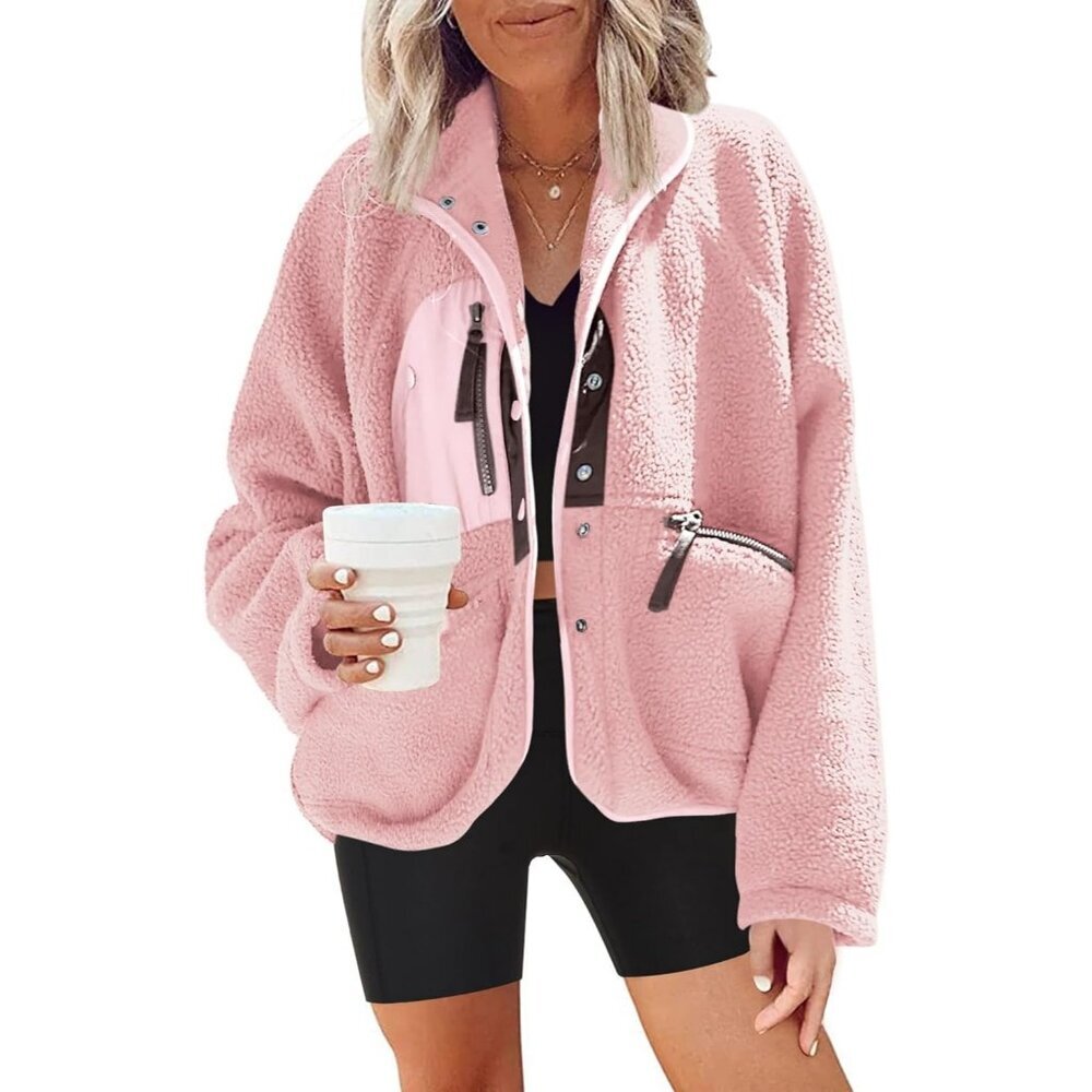 Women's Purple Pink Fuzzy Fluffy Fleece Vest Jacket Coats Winter Warm Outwear